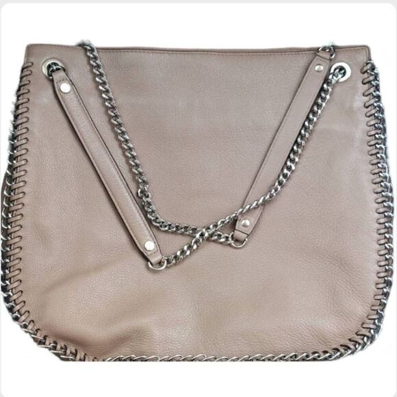 Michael Kors Chelsea Large Shoulder Bag | Dark Dune Leather Chain Detail Tote - Picture 1 of 14